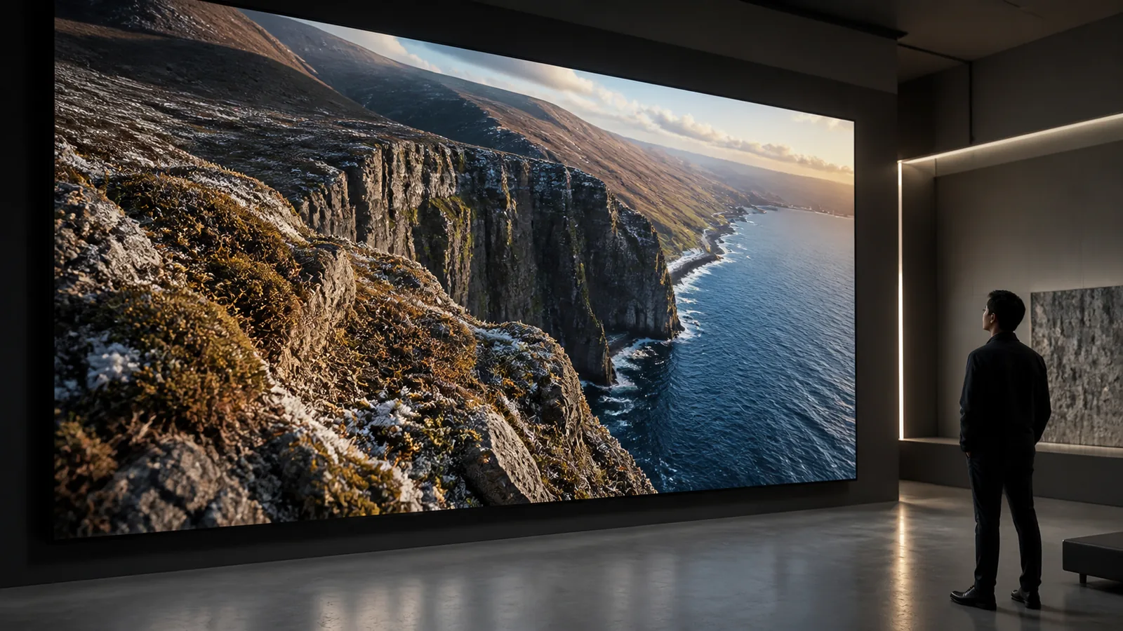 Телевизор LG OLED в современном интерьере для сравнения серий B C и G по диагонали и сценарию